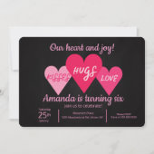 Valentijnsdag Birthday Party Hearts Chalkboard Kaart (Voorkant)