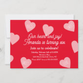 Valentijnsdag Birthday Party Hearts Floating Kaart (Voorkant)