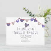 Valentijnsdag Birthday Party Hearts Waterverf Kaart (Staand voorkant)