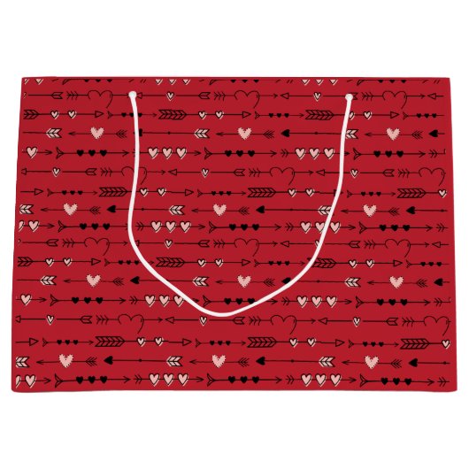 Valentijnsdag Birthday roze rode hartpijlen Groot Cadeauzakje (Voorkant)