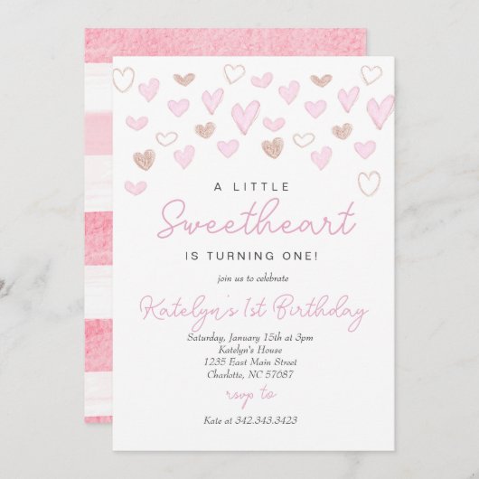 Valentijnsdag Birthday Uitnodiging (Voorkant / Achterkant)