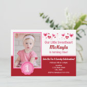 Valentijnsdag Birthday Uitnodiging 1e verjaardag (Staand voorkant)