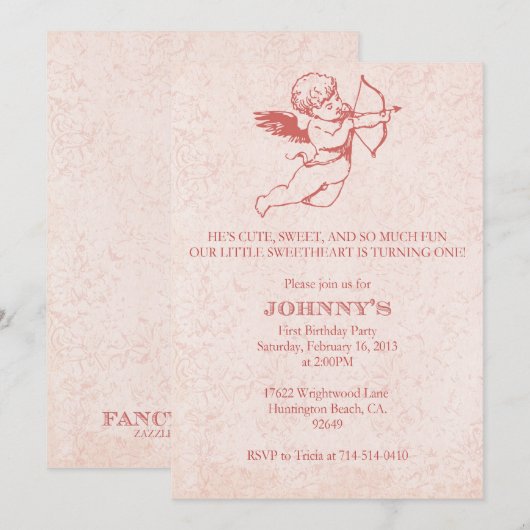 Valentijnsdag Birthday Uitnodiging | Aangepaste be (Voorkant / Achterkant)