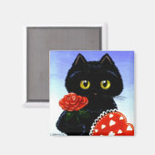 Valentijnsdag Black Cat Art Creationarts Magneet (Voorkant / Achterkant)