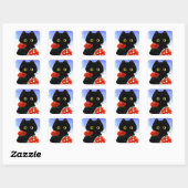 Valentijnsdag Black Cat Art Creationarts Vierkante Sticker (Vel)