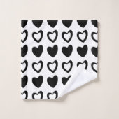 Valentijnsdag Black en White Hearts Pattern Bad Handdoek (Wasdoekje)