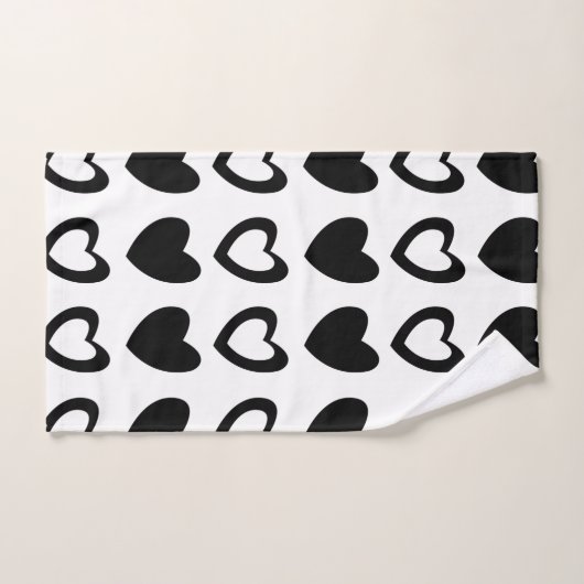 Valentijnsdag Black en White Hearts Pattern Bad Handdoek (Handdoek)