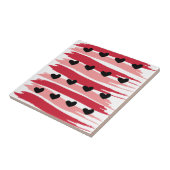 Valentijnsdag Black Hart Rode roze strepen Tegeltje (Zijkant)