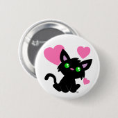 Valentijnsdag Black Kat Button (Voorkant /achterkant)