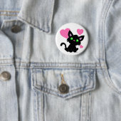 Valentijnsdag Black Kat Button (In situ)
