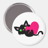 Valentijnsdag Black Kat Button Magnet (Voorkant / Achterkant)