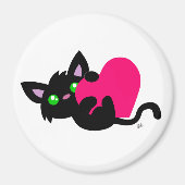 Valentijnsdag Black Kat Button Magnet (Voorkant)