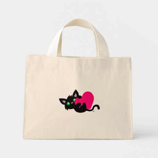 Valentijnsdag Black Kat Canvas tas (Voorkant)