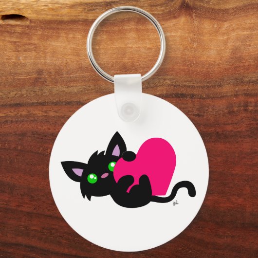 Valentijnsdag Black Kat Sleutelhanger (Voorkant)