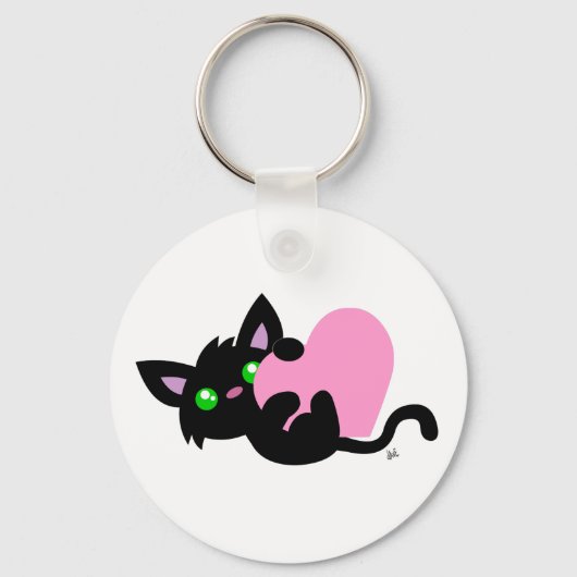 Valentijnsdag Black Kat Sleutelhanger (Voorkant)