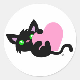 Valentijnsdag Black Kat Sticker