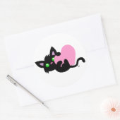 Valentijnsdag Black Kat Sticker (Envelop)