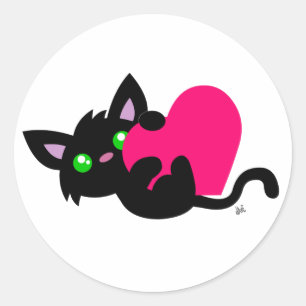 Valentijnsdag Black Kat Sticker