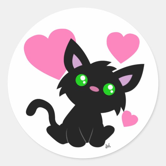Valentijnsdag Black Kat Sticker (Voorkant)