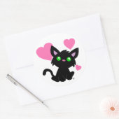 Valentijnsdag Black Kat Sticker (Envelop)