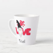 Valentijnsdag Black Red Love Gnome Latte Mok (Linkerhoek)