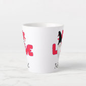 Valentijnsdag Black Red Love Gnome Latte Mok (Voorkant)