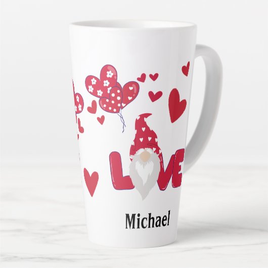 Valentijnsdag Black Red Love Gnome Latte Mok (Rechterhoek)