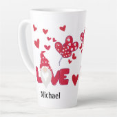 Valentijnsdag Black Red Love Gnome Latte Mok (Linkerhoek)