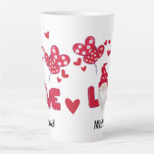 Valentijnsdag Black Red Love Gnome Latte Mok (Voorkant)