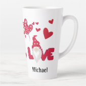 Valentijnsdag Black Red Love Gnome Latte Mok (Rechts)