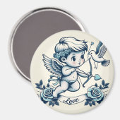 Valentijnsdag blauw Cupido Magneet (Voorkant / Achterkant)
