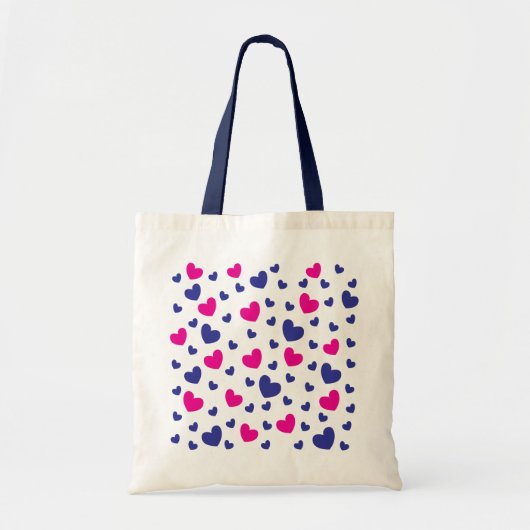 Valentijnsdag Blauw Roze Cute Harten Patroon Tote Bag (Voorkant)