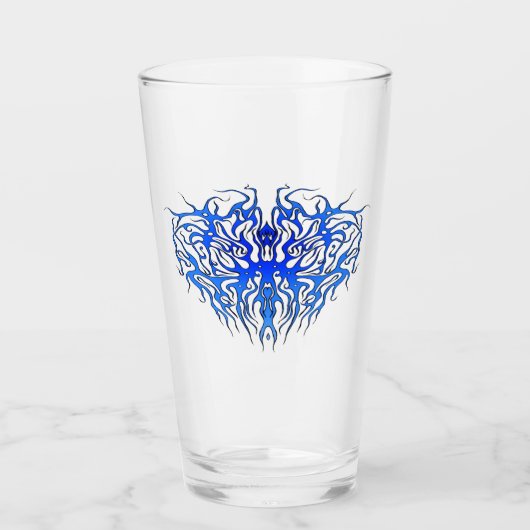 Valentijnsdag Blauwe Hart Tribal Tattoo Glas (Voorkant)