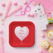 Valentijnsdag blij hart helder rood papieren bordje (Feest)