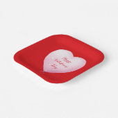 Valentijnsdag blij hart helder rood papieren bordje (Gebogen)