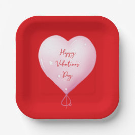 Valentijnsdag blij hart helder rood papieren bordje