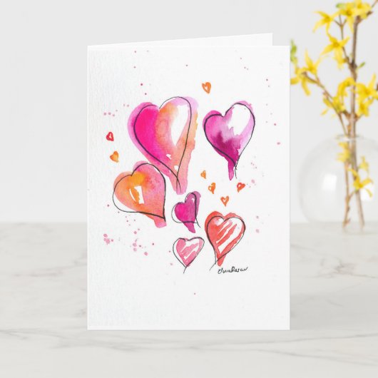 Valentijnsdag Bloedende Harten Kaart (Gele Bloem)