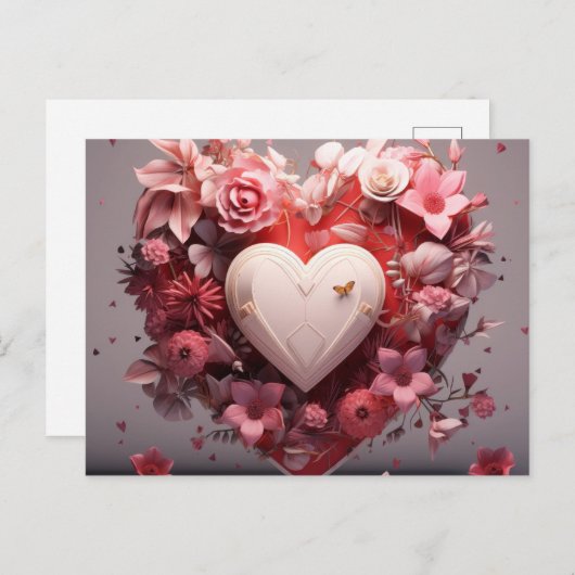 Valentijnsdag bloem hart cadeau briefkaart voor he (Voorkant / Achterkant)