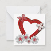 Valentijnsdag bloemen florale rode bloedvlinder notitiekaartje (Achterkant)