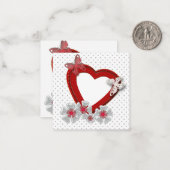 Valentijnsdag bloemen florale rode bloedvlinder notitiekaartje (Voorkant / Achterkant in situ)