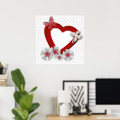 Valentijnsdag bloemen florale rode bloedvlinder poster (Thuiskantoor)