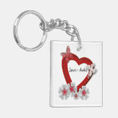 Valentijnsdag bloemen florale rode bloedvlinder sleutelhanger (Voorkant Links)