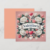 Valentijnsdag Bloemen Hart Design Feestdagenkaart (Voorkant / Achterkant)