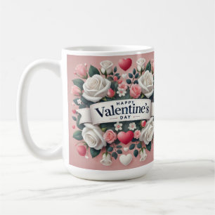 Valentijnsdag Bloemen Hart Design Koffiemok