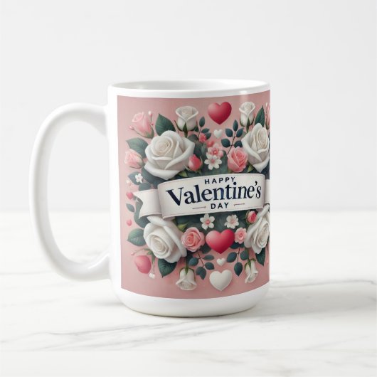 Valentijnsdag Bloemen Hart Design Koffiemok (Links)