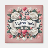 Valentijnsdag Bloemen Hart Design Magneet (Voorkant)