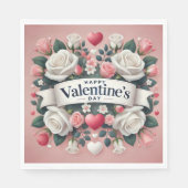 Valentijnsdag Bloemen Hart Design Servet (Voorkant)