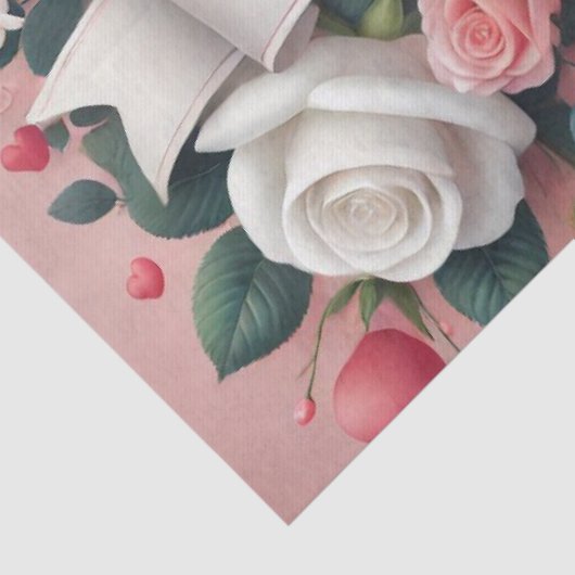 Valentijnsdag Bloemen Hart Design Tissuepapier (Detail)