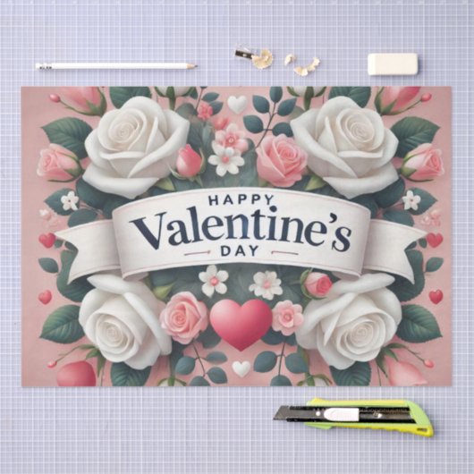 Valentijnsdag Bloemen Hart Design Tissuepapier (Craft)