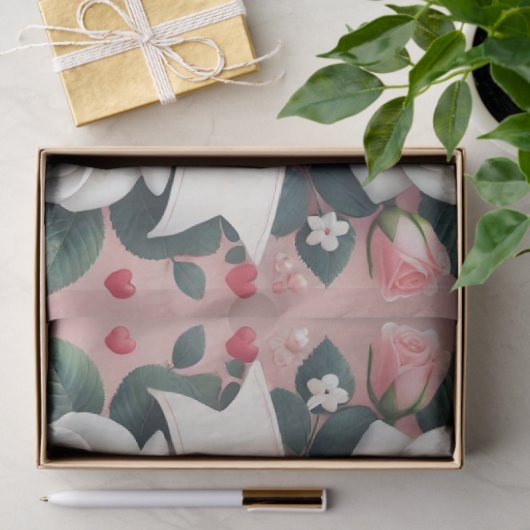 Valentijnsdag Bloemen Hart Design Tissuepapier (Geschenk)